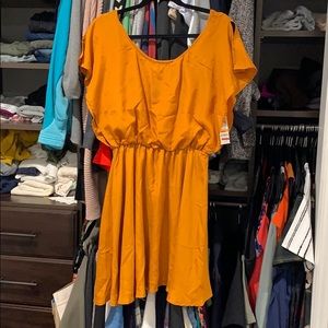 NWT Bar III caramel orange dress sz S